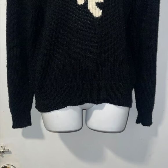 IMARI Vintage Angora Blend Beaded Black and White Sweater-M - Picture 3 of 4